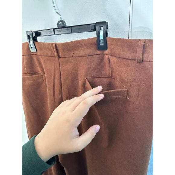 Tanming Trouser Pants Size 2XL Brown Wool Blend Wide Leg Cropped Officecore - Picture 8 of 10